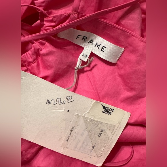 FRAME Tie Back Mini Dress in Hot Pink - Picture 9 of 10